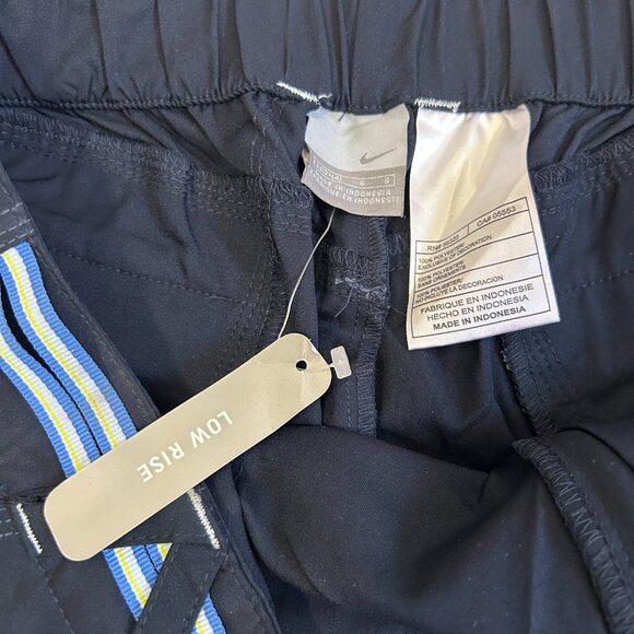 Vintage Nike Roll Up Capris Pants Womens L Navy Blue Tie cargo pocket Wide leg - Picture 2 of 12
